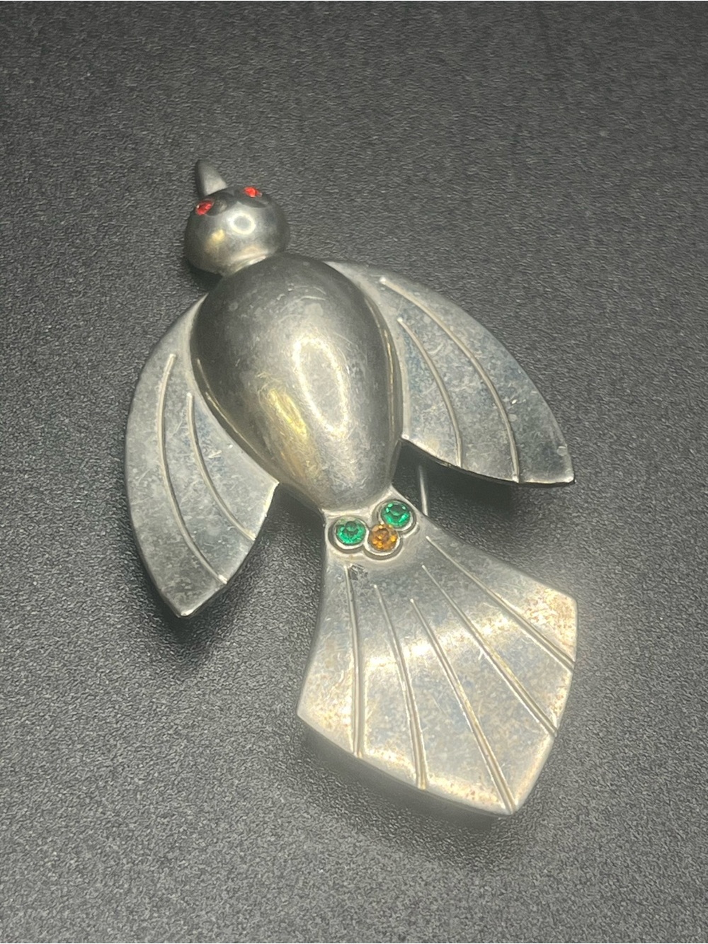 Vintage Coro Pegasus rhinestone bird brooch
